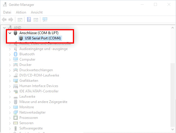 Verbindung über USB 1