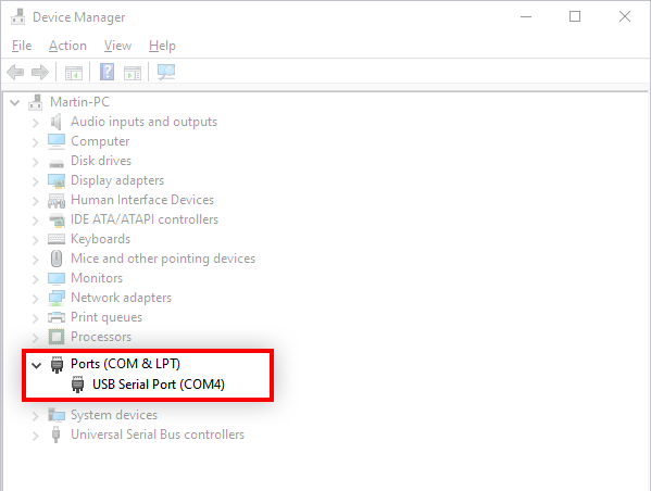 Connecting via USB 1